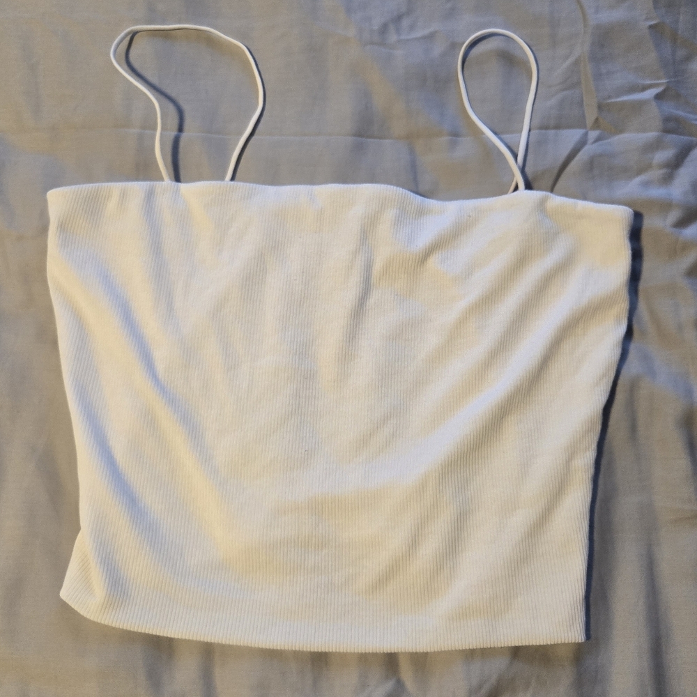 Love Tree White Ribbed Camisole Top